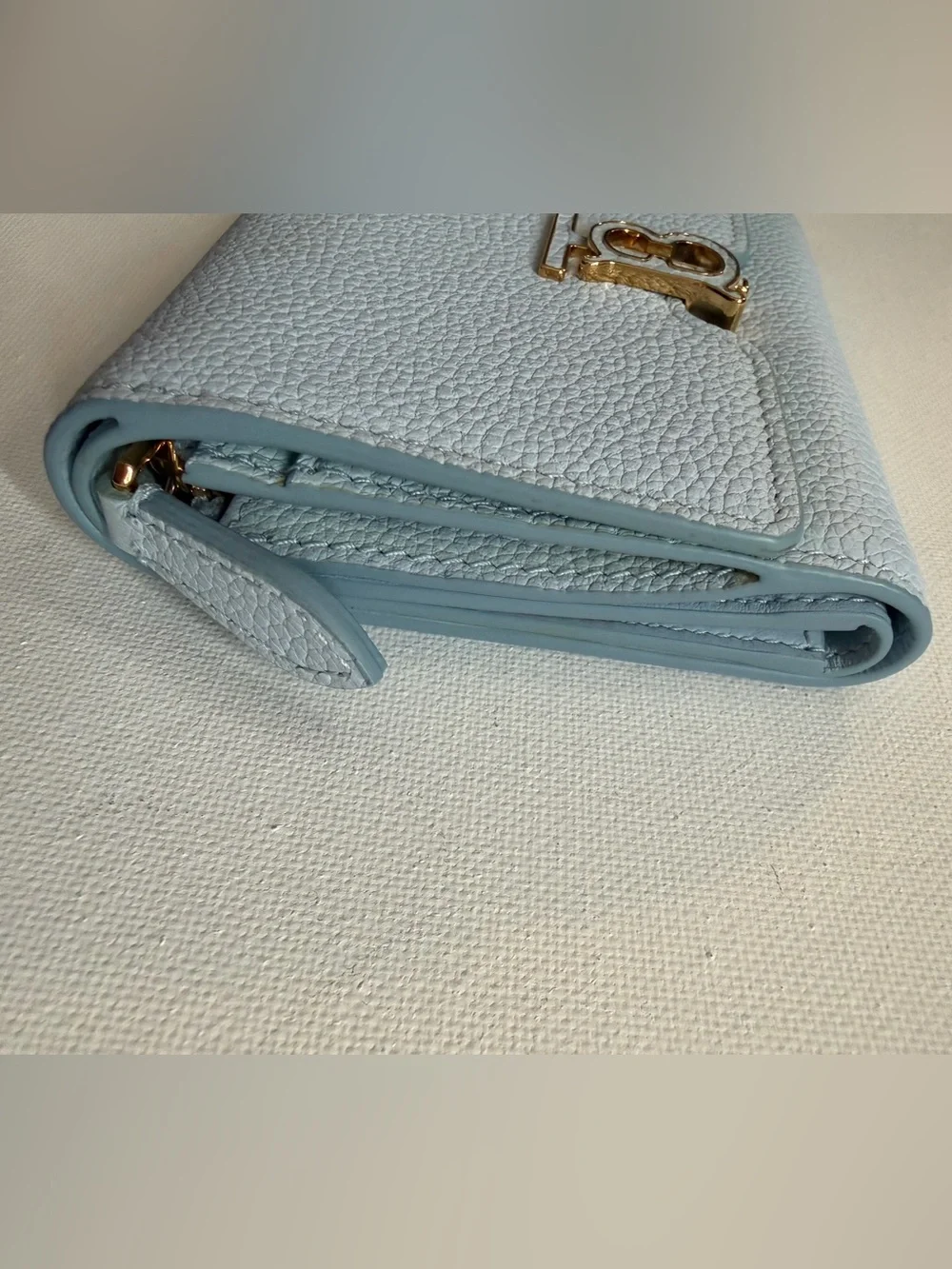 Burberry Pale Blue TB Monogram Folding Leather Wallet NWOT
